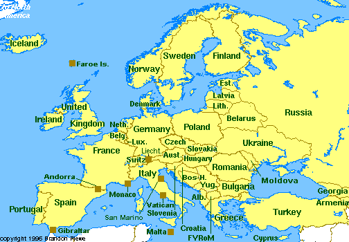 Sensitive map of Europe